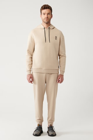 Sweat regular com capuz - Bege