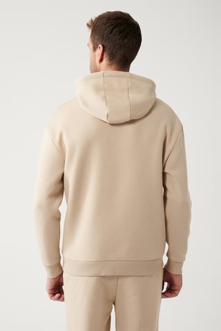 Sweat regular com capuz - Bege