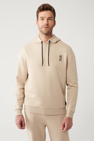 Sweat regular com capuz - Bege
