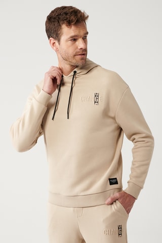 Sweat regular com capuz - Bege
