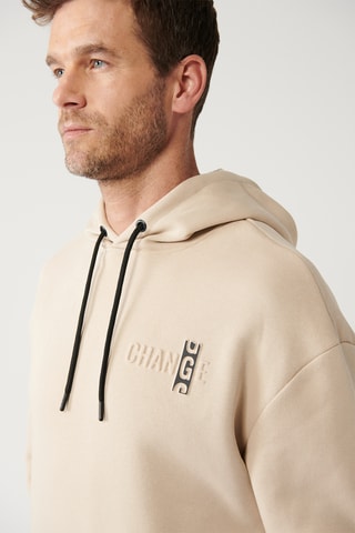 Sweat regular com capuz - Bege