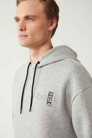 Sweat regular com capuz - Cinzento