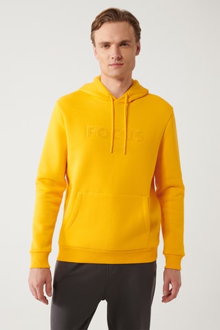 Sweat regular com capuz - Amarelo