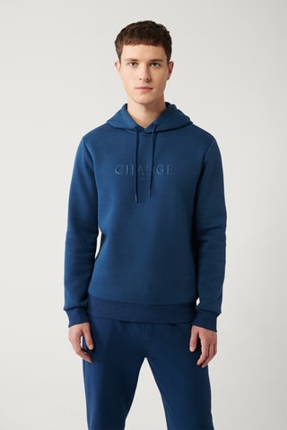 Sweat regular com capuz - Índigo