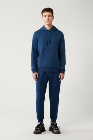 Sweat regular com capuz - Índigo