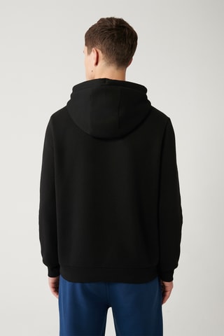 Sweat regular com capuz - Preto