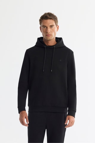 Sweat regular com capuz - Preto