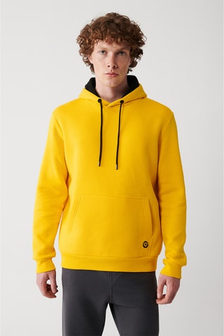 Sweat regular com capuz - Amarelo