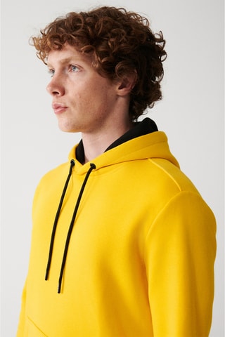 Sweat regular com capuz - Amarelo
