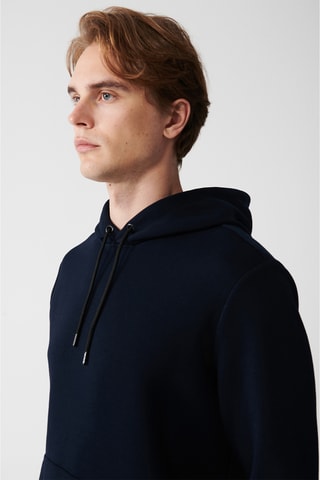 Sweat regular com capuz - Azul marinho