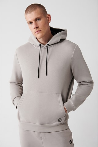 Sweat regular com capuz - Cinzento