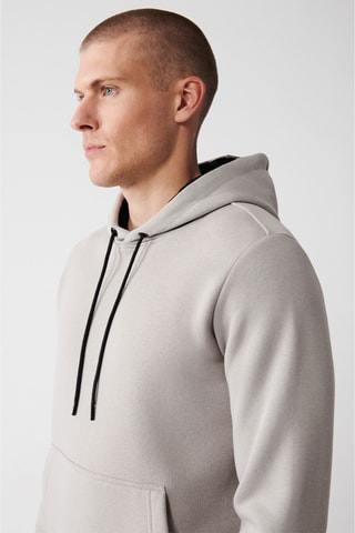 Sweat regular com capuz - Cinzento