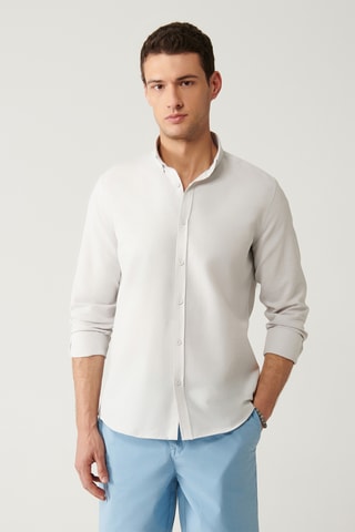 Camisa regular - Cinzento claro