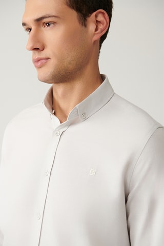 Camisa regular - Cinzento claro