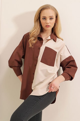 Camisa regular - Castanho