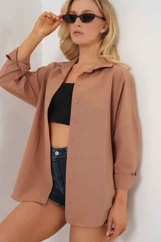 Camisa oversize - Camel