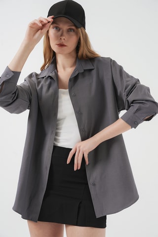 Camisa oversize - Cinzento