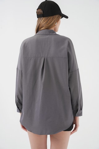 Camisa oversize - Cinzento