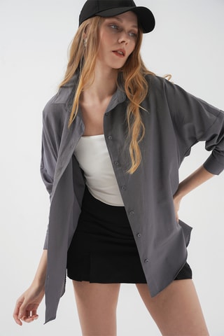 Camisa oversize - Cinzento
