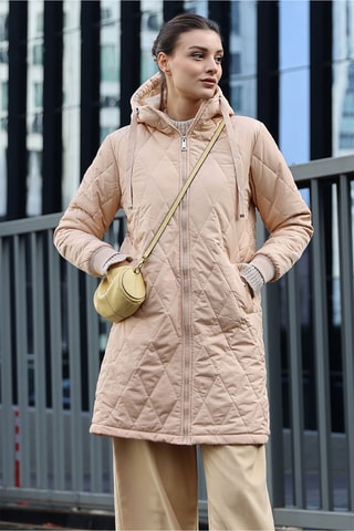 Doudoune regular à capuche - Beige