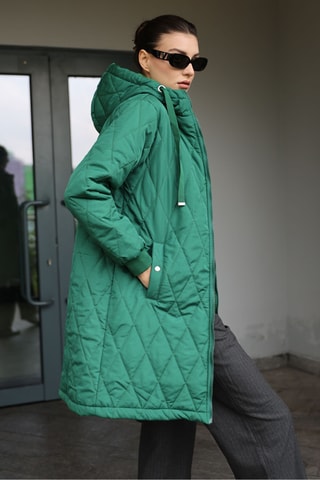 Blusão regular com capuz - Verde
