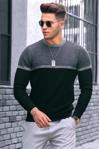 Camisola slim em lã - Preto