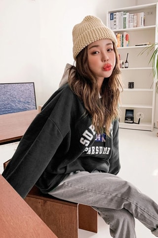 Sweat oversize com capuz - Preto