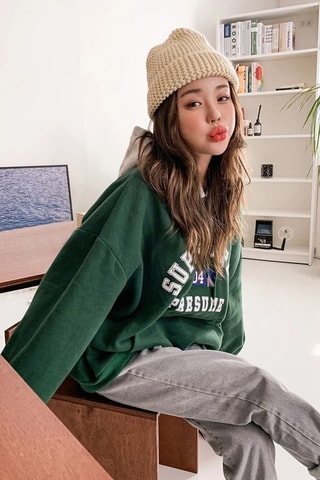 Sweat oversize com capuz - Verde