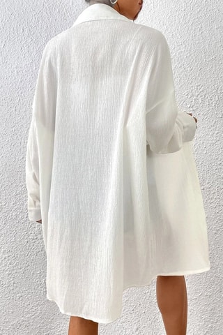 Camisa oversize em lã- Branco
