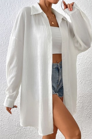 Camisa oversize em lã- Branco