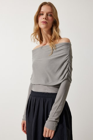 Blusa regular - Cinzento