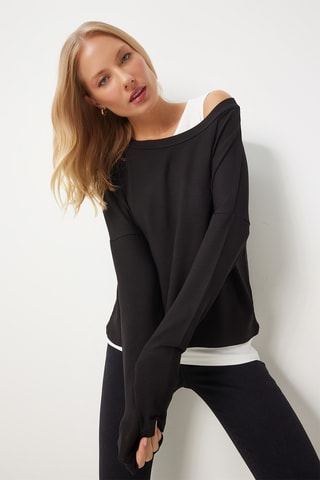 Blusa regular e camisola de alças - Branco e preto