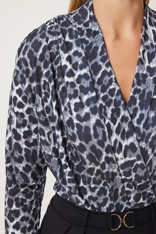 Blusa regular - Cinzento e preto