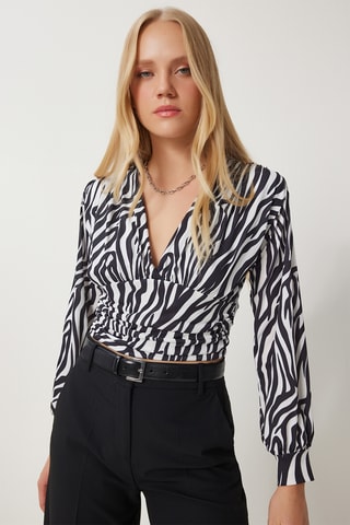 Blusa regular - Branco e preto