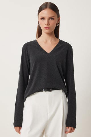 Blusa regular - Cinzento-escuro