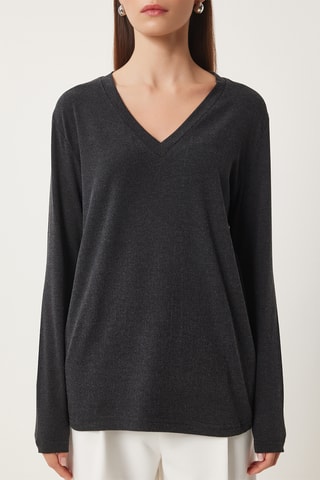 Blusa regular - Cinzento-escuro