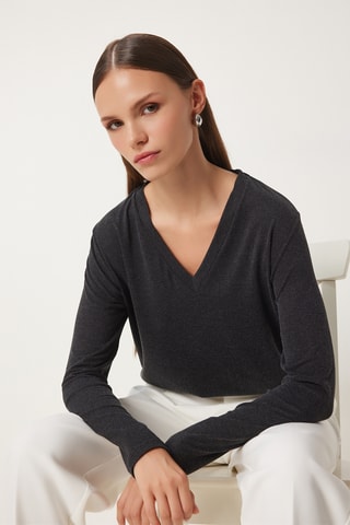 Blusa regular - Cinzento-escuro