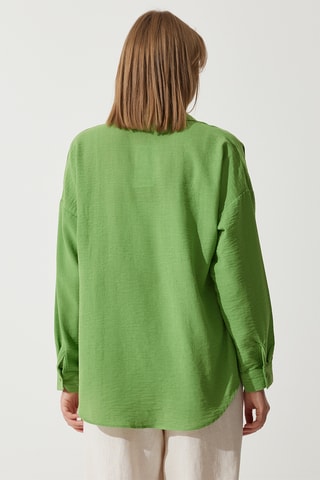 Camisa oversize em linho - Verde