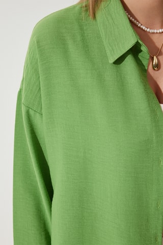 Camisa oversize em linho - Verde