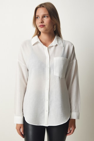 Camisa oversize em linho - Branco