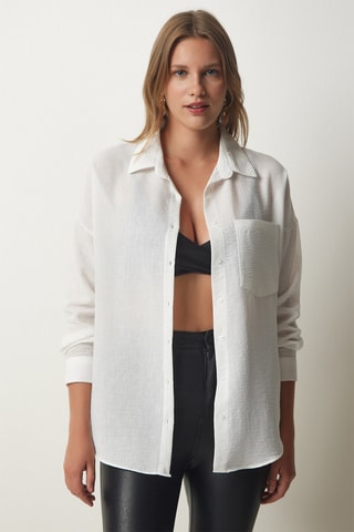 Camisa oversize em linho - Branco