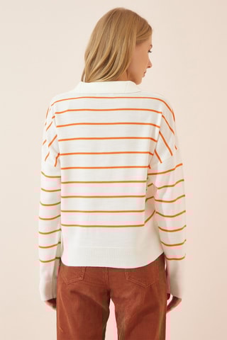 Camisola regular - Branco e laranja