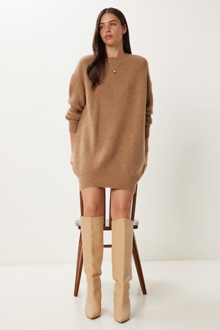 Vestido-camisola oversize - Bege
