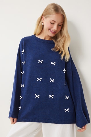 Camisola oversize - Azul-marinho