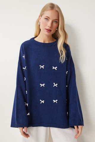 Camisola oversize - Azul-marinho