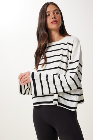 Camisola regular - Branco e preto