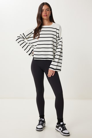 Camisola regular - Branco e preto