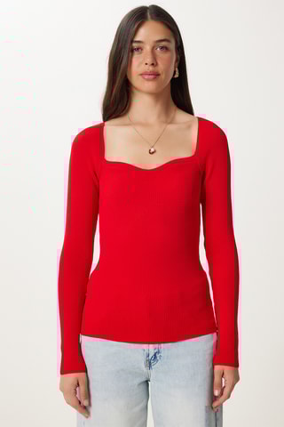 Camisola slim - Vermelho