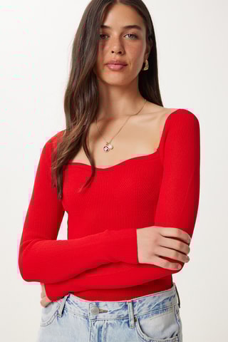 Camisola slim - Vermelho