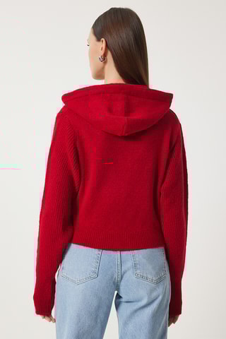Gilet regular à capuche - Rouge